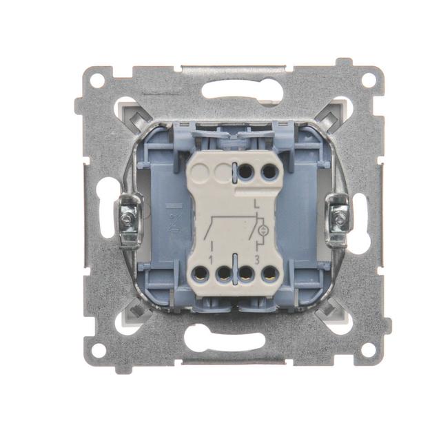 Simon 54 Łącznik świecznikowy z podświetleniem LED i do wersji IP44 10A 250V szybkozłączka biały *Posiada wkładkę DU1W DW5BL.01/11 KONTAKT