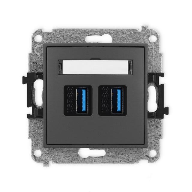 MINI Gniazdo podwójne 2xUSB A-A 3.0 grafitowy mat 28MGUSB-6 KARLIK