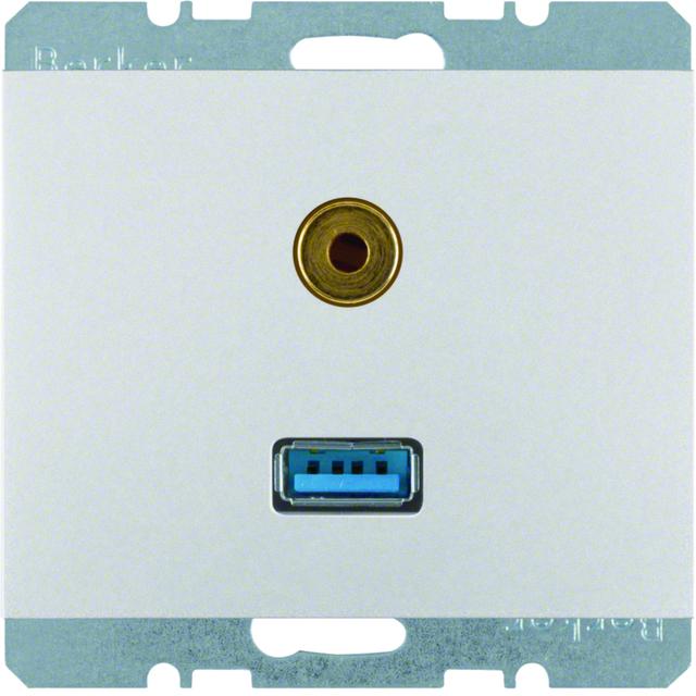 BERKER K.5 Gniazdo USB/3.5mm audio aluminium 3315397003 HAGER