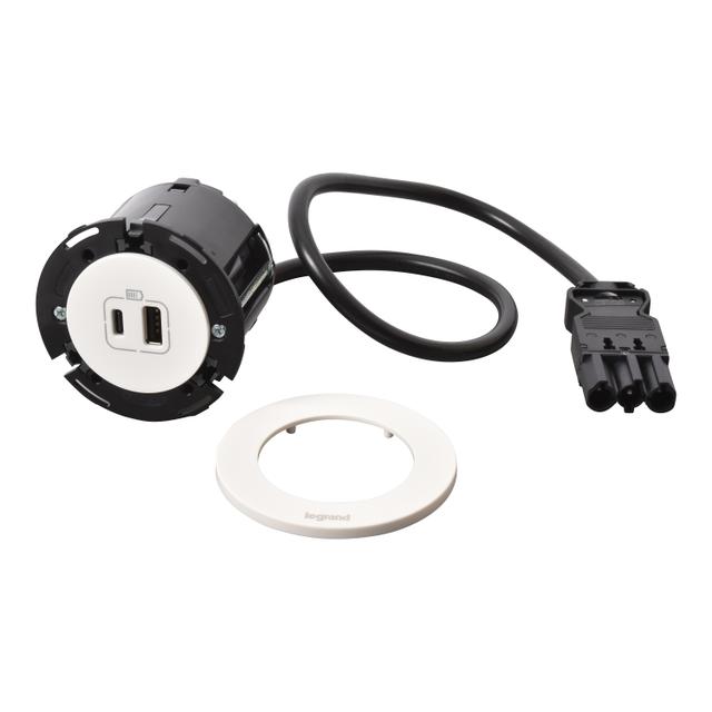 INCARA: DISQ 60 - USB A+C - 0,5 M WIELAND-BIAŁY, Legrand