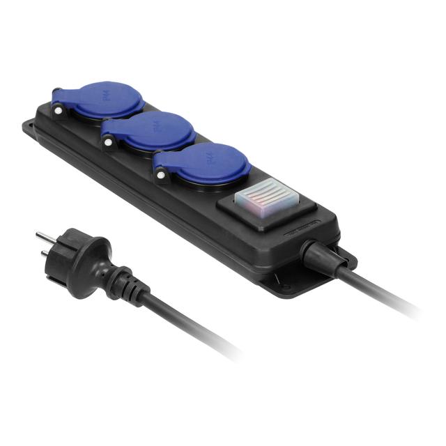 Przedłużacz warsztatowy bryzgoszczelny z wyłącznikiem IP44 3 gniazda IP44 przewód gumowy H05 OR-AE-1