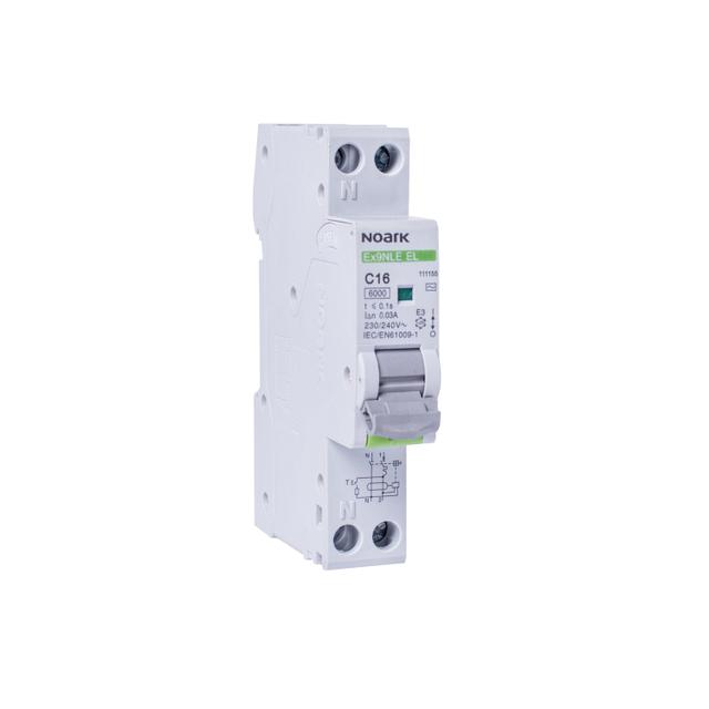 Ex9NLE EL 1PN B16 30mA Elektroniczny wyłącznik różnicowonadprądowy 1 modułowy 1P+N B16 30mA 111148 NOARK