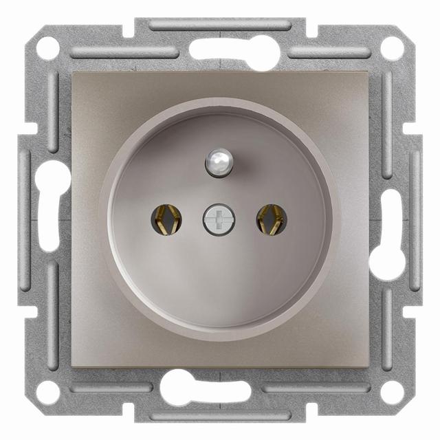 Asfora, gniazdo 2P+PE bez ramki, brąz