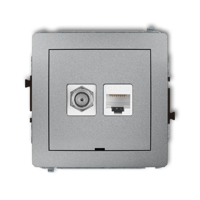 DECO Mechanizm gniazda antenowego poj. typu F (SAT) + gniazda komp. poj. 1xRJ45, kat. 6, 8-stykowy,