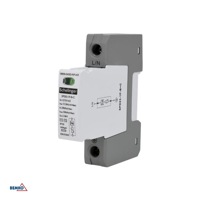 OGRANICZNIK PRZEPIĘĆ 1P 12,5kA(10/350) KLASA T1+T2 (B+C) SCHELINGER