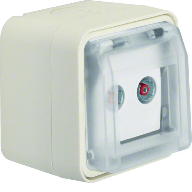 BERKER W.1 Gniazdo antracytenowe R+TV przelotowe 10dB z pokrywą kompletne IP55 biały 12033522 HAGER