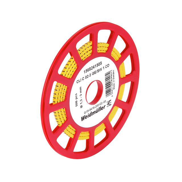 CLI C 02-3 GE/SW B CD System kodowania kabli, 1.3 - 3 mm, 3.4 mm, Nadrukowane znaki: litery, duże, B, PVC, miękkie, bez kadmu, żółty /500szt./ 1568241639 WEIDMÜLLER