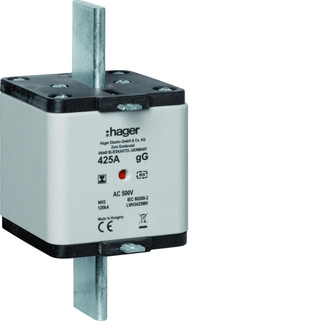 Wkładka bezp. nożowa NH3 wsk.podw. uchwyt izol. gG 425A 500VAC LNH3425MK HAGER
