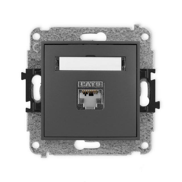 ICON Mechanizm gniazda komputerowego pojedynczego 1xRJ45, kat. 6, ekranowany, 8-stykowy grafitowy ma