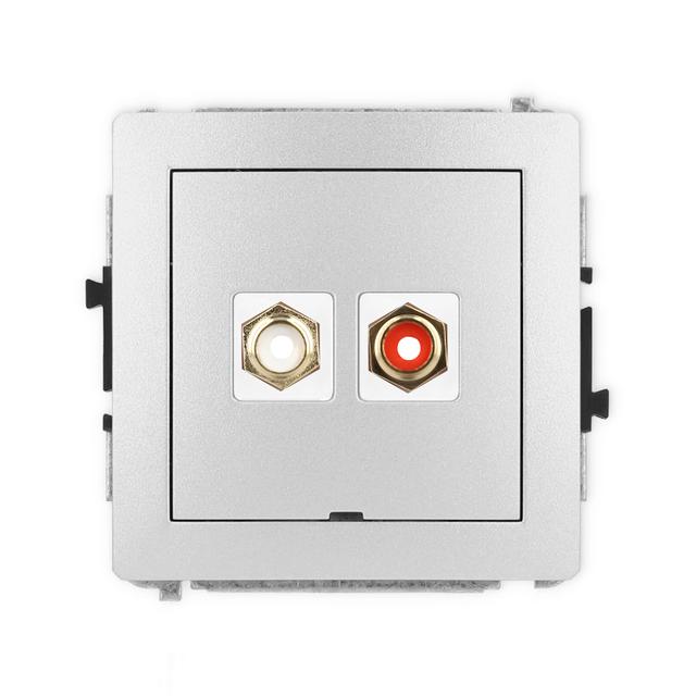 DECO Mechanizm gniazda podwójnego RCA, bez pola opisowego (typu cinch - biały i czerwony, pozłacany)