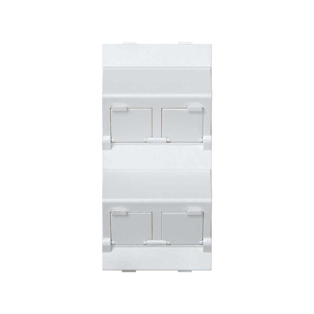 Simon Connect Płytka CIMA 4x RJ z osłonami skośna do adapterów MD czysta biel S80C/9 KONTAKT