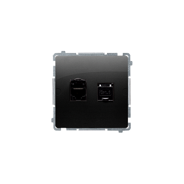 Simon BASIC WMUK-0620xx-Y011 Gniazdo komputerowe RJ45, kategoria 6, podwójne z przesłoną przeciwkurz BM62.01/49 KONTAKT