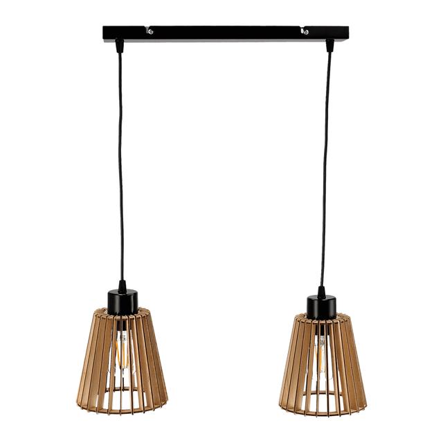 DELOS 2P E27, lampa wisząca, max. 2x60W, czarna, drewno