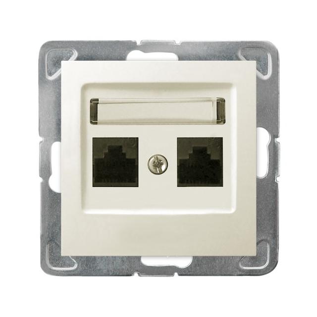 IMPRESJA Gniazdo komputerowe podwójne, kat. 5e MMC - kolor ecru