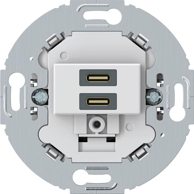 Mechanizm gniazda ładowania do serii obrotowych USB C+C 20W PD, bialy mat