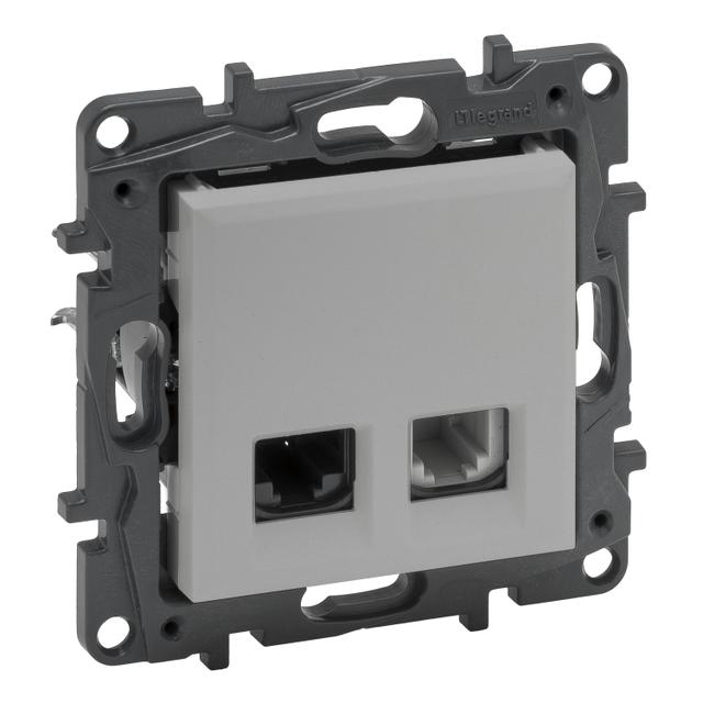 Niloe Step - Gniazdo Rj11 + Rj45 Kat. 6 Utp- Kolor Aluminium 863356 LEGRAND