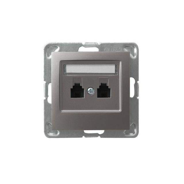 IMPRESJA Gniazdo telefoniczne podwójne równoległe - kolor tytan