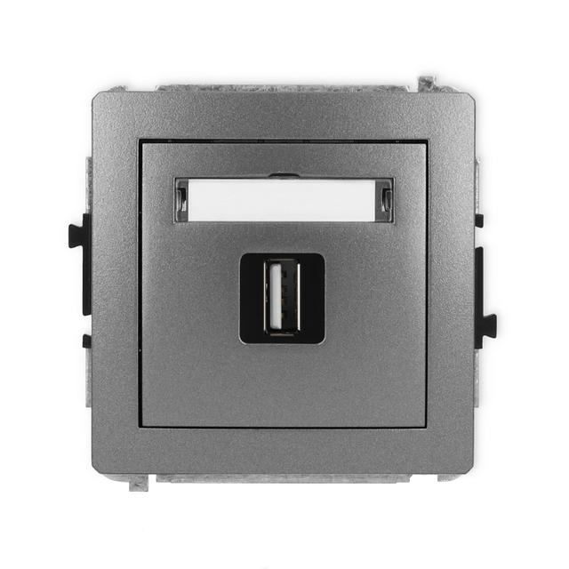 DECO Mechanizm gniazda pojedynczego USB A-A 2.0 grafitowy