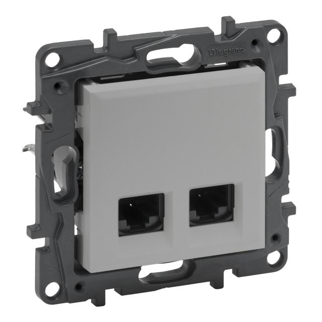 Niloe Step - Gniazdo Podwójne 2Xrj45 Kat. 6 Ftp- Kolor Aluminium 863362 LEGRAND