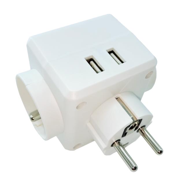 ROZGAŁĘŹNIK +"0" 3xGN 16A + 2xUSB MAX.2.4A