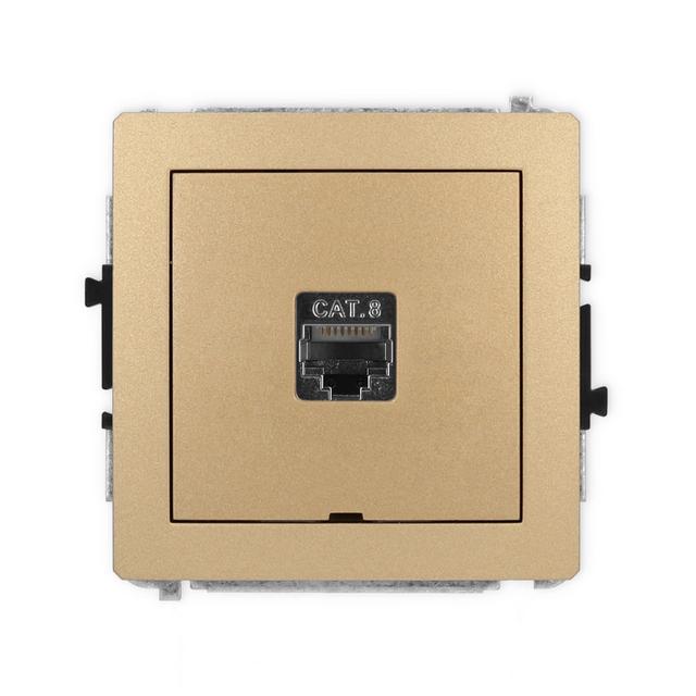 DECO Mechanizm gniazda komputerowego pojedynczego 1xRJ45, kat. 8, ekranowany, 8-stykowy, bez pola op