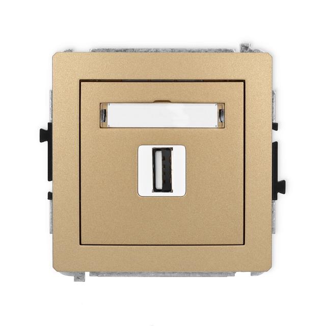 DECO Gniazdo pojedyncze USB A-A 2.0 złoty metalik 8DGUSB-1 KARLIK