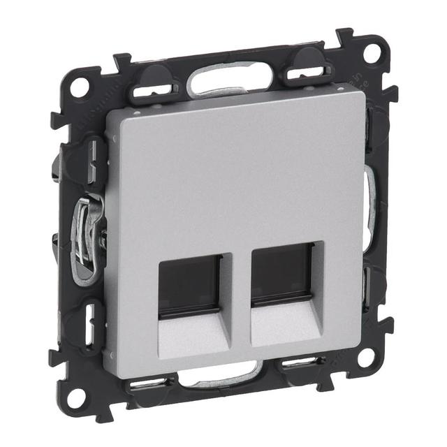 Valena Life Gniazdo 2Xrj 45 Kat. 6A Stp Aluminium 753349 LEGRAND