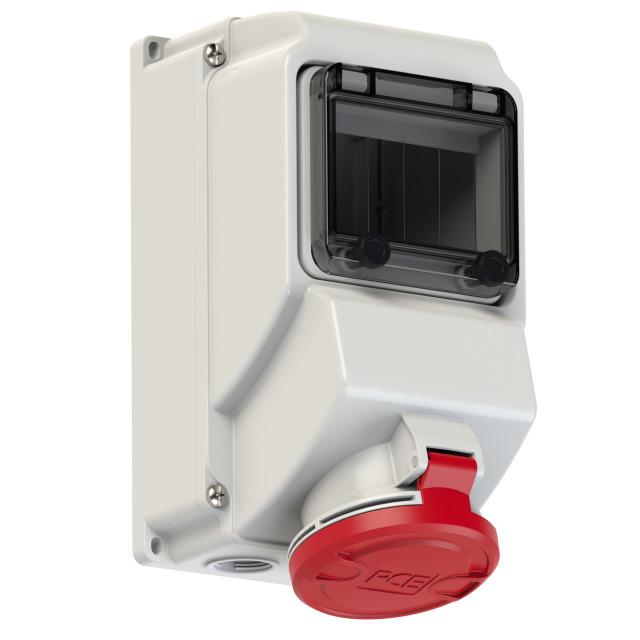 GNIAZDO Z MIEJSCEM NA WYŁĄCZNIK NA SZYNĘ DIN TH 35 32A 400V 3P+Z+N IP44 IP44