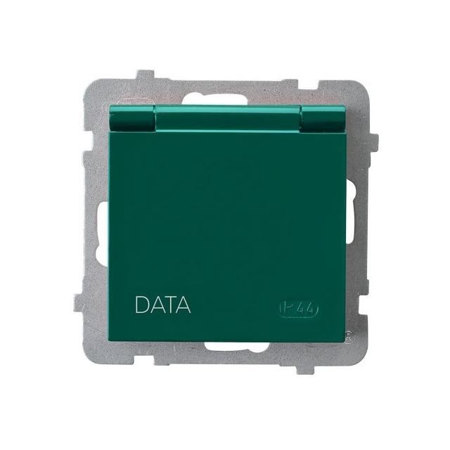 AS Gniazdo bryzgoszczelne z uziemieniem DATA IP-44 wieczko w kolorze wyrobu - kolor zielony