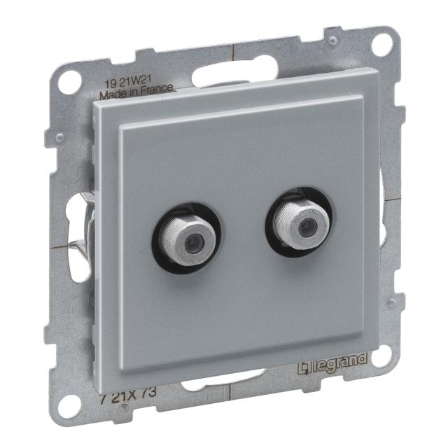 SUNO - Gniazdo SAT 2X typ  F  końcowe - podwójne - 1.5 dB, Aluminium, Legrand