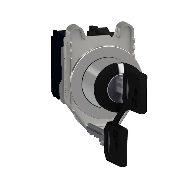 Harmony XB4 Przełącznik z kluczem zlicowany metal czarny fi30 klucz n°455 3 położeniowy stabilny 2Z XB4FG33 Schneider