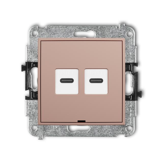 ICON Gniazdo podwójne 2xUSB typ C-C łososiowy 62IGUSBBO-8 KARLIK