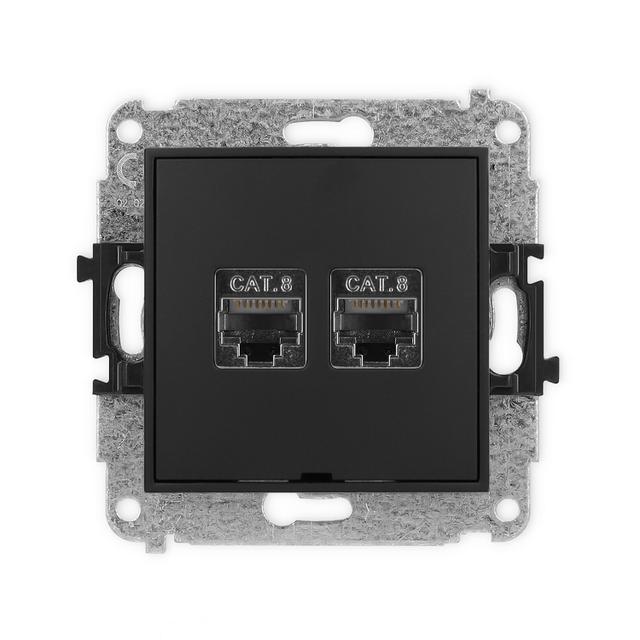 ICON Mechanizm gniazda komputerowego podwójnego 2xRJ45, kat. 8, ekranowany, 8-stykowy, bez pola opis