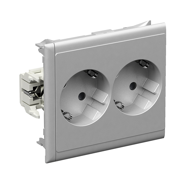 Thorsman Gniazdo slave 2x2P+PE Shucko aluminium
