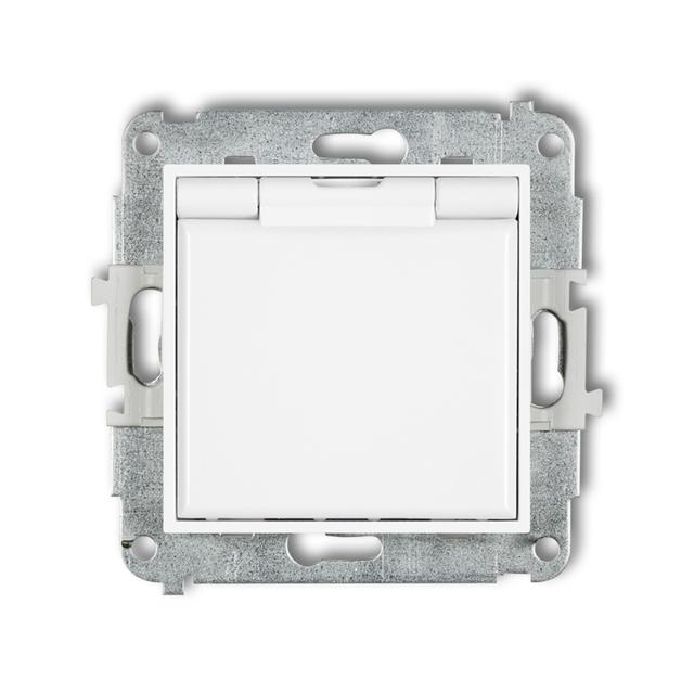 ICON Mechanizm gniazda bryzgoszczelnego z uziemieniem 2P+Z (klapka biała, przesłony torów prądowych)
