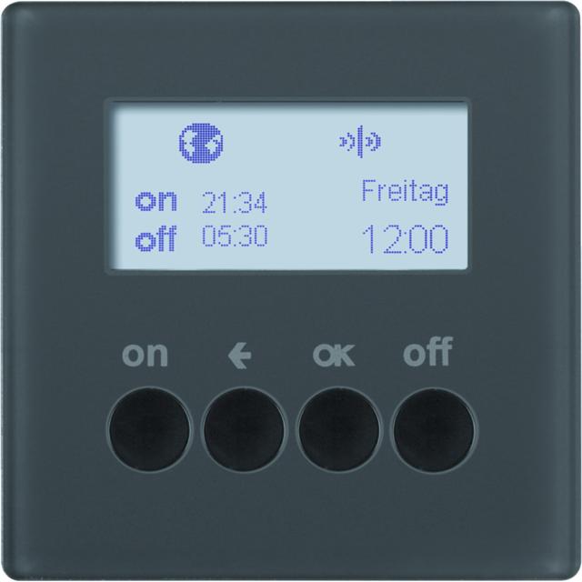 BERKER Q.x KNX RF quicklink Łącznik żaluzjowy czasowy do sterownika żaluzjowego i mechanizmu zasilającego Berker.Net antracyt aksamit lakierowana 85745226 HAGER