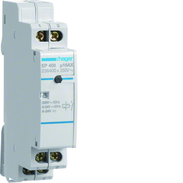 Przekaźnik bistabilny elektroniczny 2 wejścia 8-24VAC/DC + 230VAC 1Z 16A EP400 HAGER