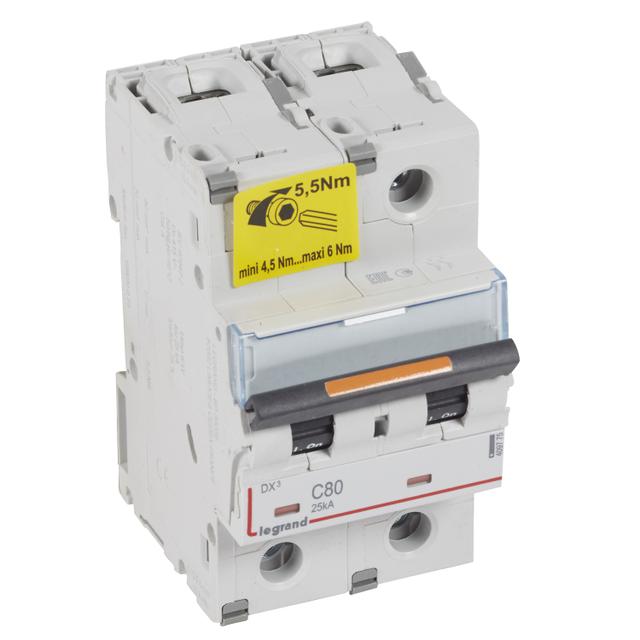 Wyłącznik Nadprądowy S322 C80 2P 80A 25Ka DX3 409775 LEGRAND
