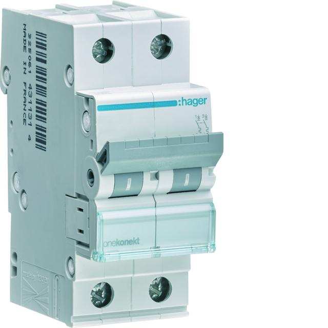 MCB Wyłącznik nadprądowy 6kA 2P C 1A MCN201E HAGER