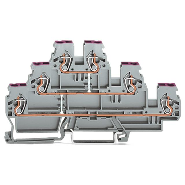 Złączka trzypiętrowa L / L / L 6-przewodowa 2,5mm2 szara /50szt./ 870-556 WAGO