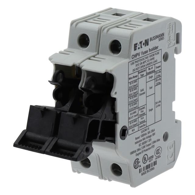2P 30A 1000Vdc MFH For 10x38 gPV Podstawa wkładki cylindrycznej 10x38 gPV 2P 32A 1000VDC CHPV2U EATO