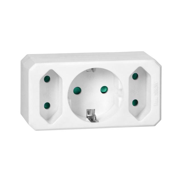 Rozgałęźnik 1x2P+Z (Schuko) 2x2P/II biały OR-AE-13250(GS) ORNO