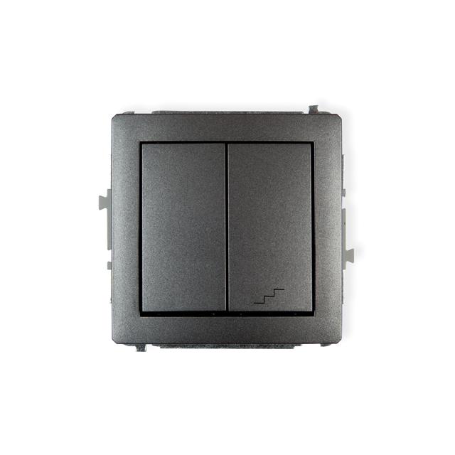 DECO Mechanizm łącznika jednobiegunowego ze schodowym (osobne zasilanie) grafitowy