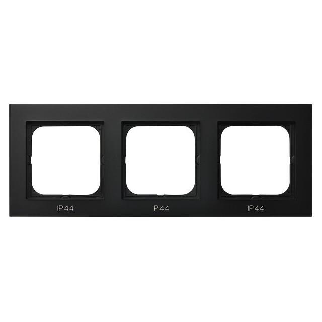 SONATA Ramka potrójna do łączników IP-44 - kolor czarny metalik