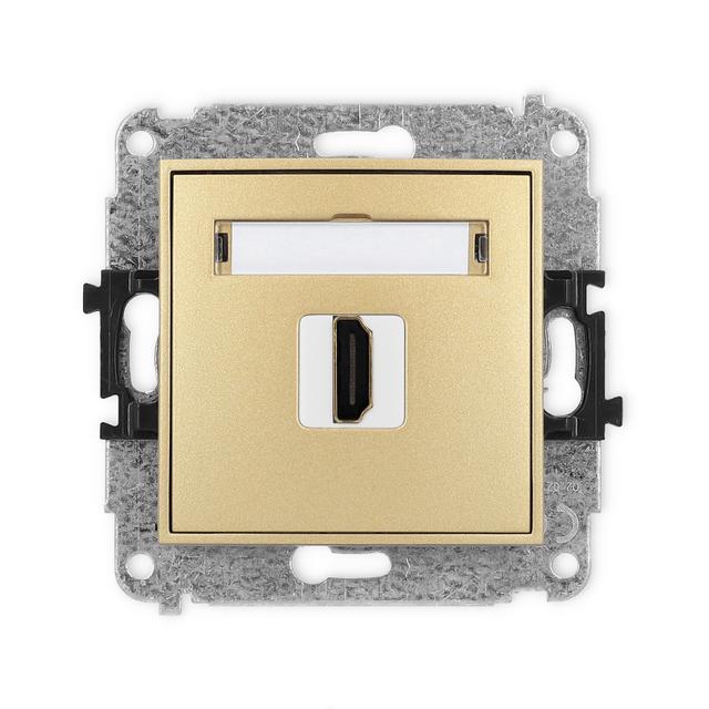 MINI Mechanizm gniazda pojedynczego HDMI 2.0 złoty