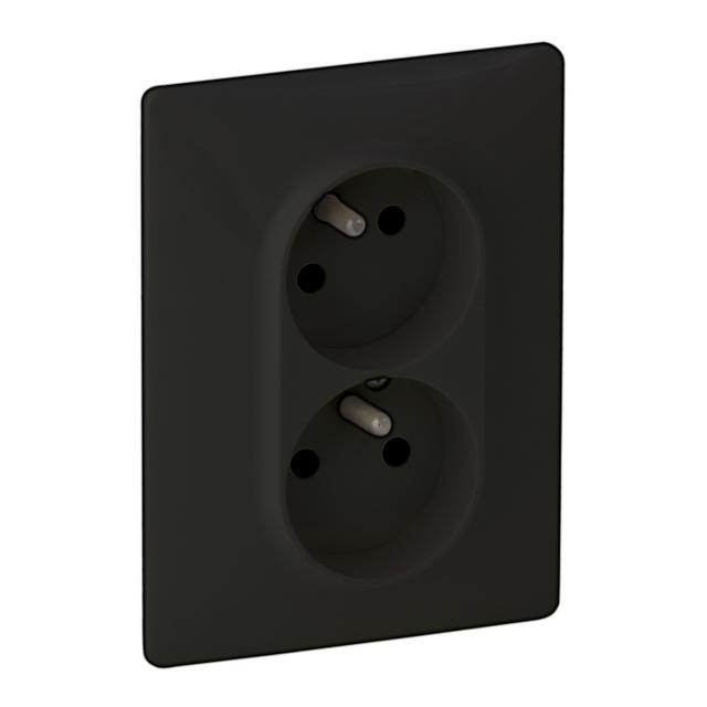 VALENA LIFE -  GNIAZDO 2X2P+Z  TYPU MONOBLOK Z PRZESŁONĄ CZARNE 16 A – 250 V~