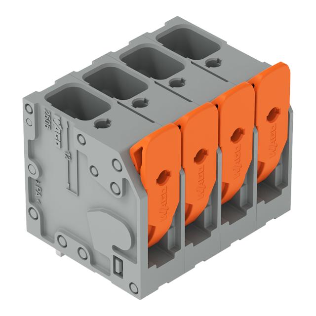 Złączka do płytek drukowanych dźwignia 6mm2 RM 7,5mm 4-bieg szara /60szt./ 2606-3104/020-000 WAGO