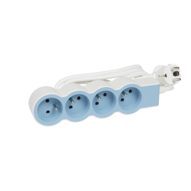 Przedłużacz Standard 4-Gniazdowy Z/U Z Przewodem 1,5Mb 3x1.0Mm2 Biały/Błękitny Helmo 049479 LEGRAND