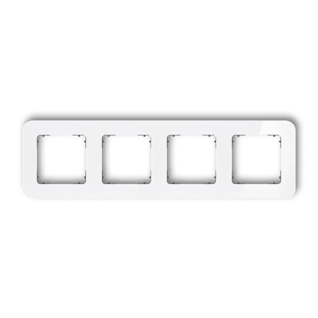 ICON Ramka uniwersalna poczwórna zaokrąglona - efekt szkła (ramka: biała; spód: grafitowy mat) biały