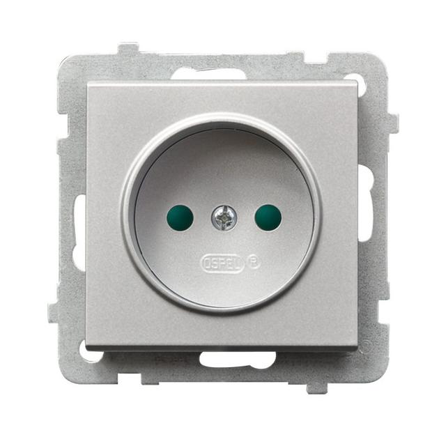SONATA Gniazdo pojedyncze z przesłonami torów prądowych - kolor srebro mat